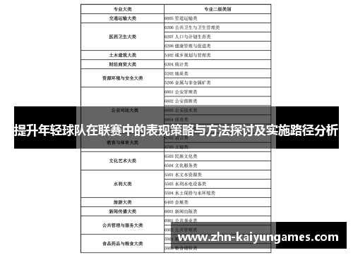 提升年轻球队在联赛中的表现策略与方法探讨及实施路径分析