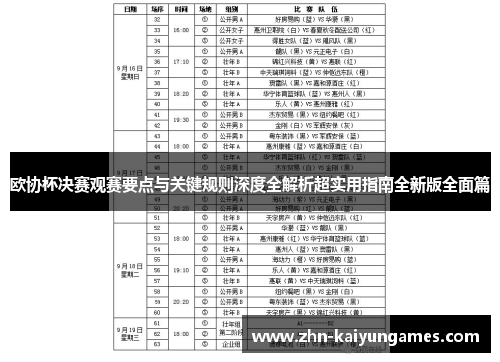 欧协杯决赛观赛要点与关键规则深度全解析超实用指南全新版全面篇 欧协杯决赛观赛要点与关键规则深度全解析超实用指南全新版全面篇